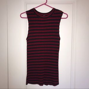 Soft Red and Black Striped Tank Top